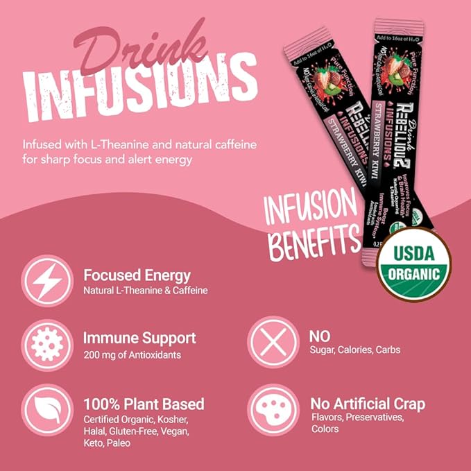 Rebellious Organic Energy Drink Mix Pure Function Bundle (4 Diffent Packs, 10 Counts on Each Pack)