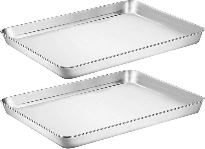 Baking Sheet Cookie Sheet Set of 2, Umite Chef Stainless Steel Baking Pans Tray Professional 18