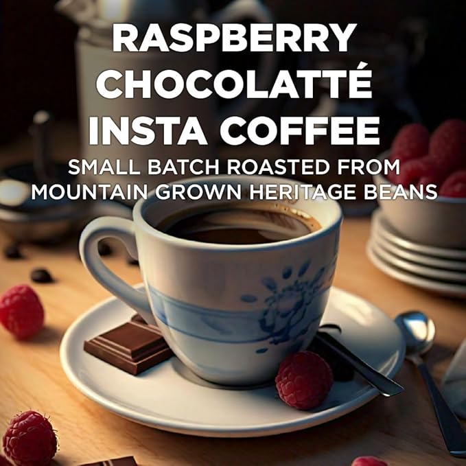Maud's Raspberry Chocolate Flavored Instant Coffee, 26 ct, 100% Arabica Coffee, Medium Roast