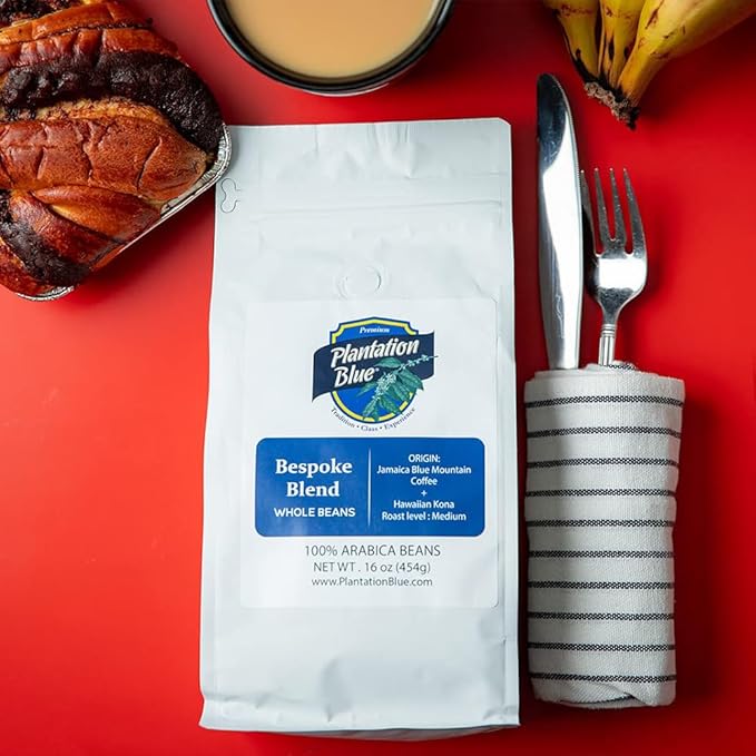 Plantation Blue Bespoke Blend of Blue Mountain and Hawaiian Kona Coffee Whole Beans (1lb)