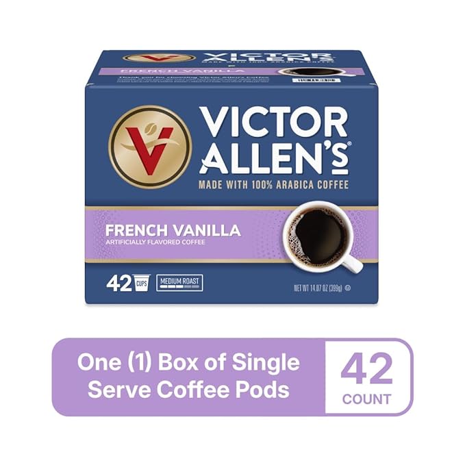 Victor Allen's Coffee French Vanilla Flavored Coffee, Medium Roast, 42 Count, Single Serve Coffee