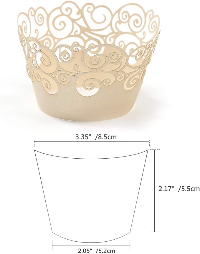 Cupcake Wrappers, KPOSIYA 100 Pack Cupcake Wraps Filigree Artistic Bake Cake Paper Cup Little Vine