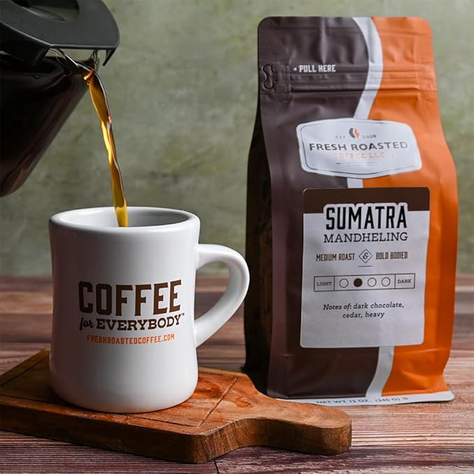Fresh Roasted Coffee, 100% Sumatra Mandheling | 12 oz | Single Origin | Medium Roast | Kosher |