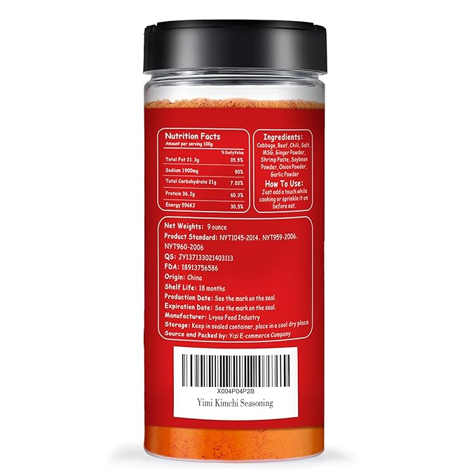 Yimi Kimchi and Beef Seasoning Mix, Spicy Flavor, Finely Ground Powder for Stew, Soup, Noodles