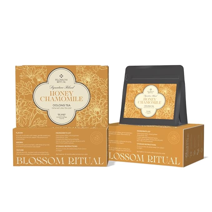 BLOSSOM RITUAL Honey Chamomile – Floral Oolong Tea Loose Leaf – 20 Natural Based Pyramid Bags