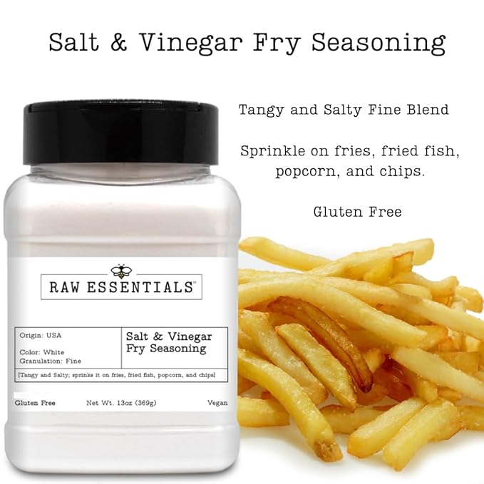 Raw Essentials Salt and Vinegar Fry Seasoning, Gourmet Fries Seasoning - Great on Fries, Fried
