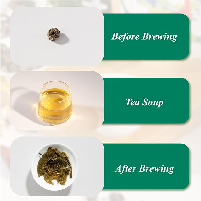 WT WEETEE Jasmine Pearls Tea Loose Leaf, Made of Jasmine Flavor with Green Tea Loose Leaf, Natural