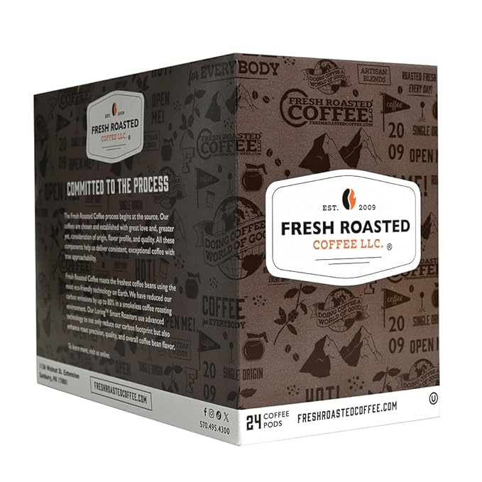 Fresh Roasted Coffee, Kenya AA, Med-Dark Roast, 24 Pods for K Cup Brewers