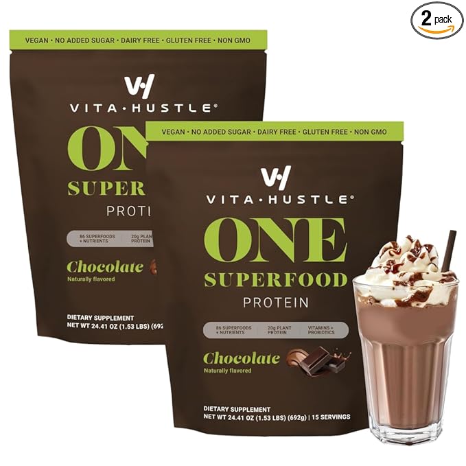VitaHustle ONE Meal Replacement Shake - Plant Based Protein Powder by Kevin Hart - Vegan, Meal