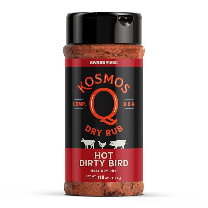 Kosmos Q Hot Dirty Bird BBQ Dry Rub, Spicy Seasoning with Chili Pepper, Brown Sugar, Garlic & Onion