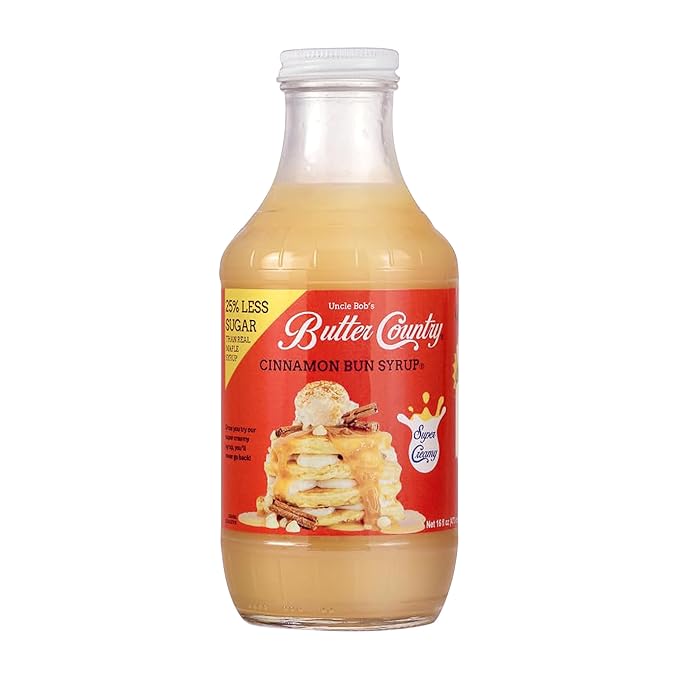 Uncle Bob's Butter Country Rich & Creamy Cinnamon Bun Flavored Buttermilk Syrup for Pancakes