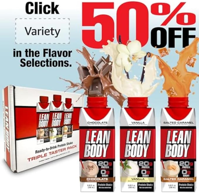 Lean Body Ready-to-Drink Protein Shake, 40g Protein, Whey Blend, 0 Sugar, Gluten Free, 22 Vitamins