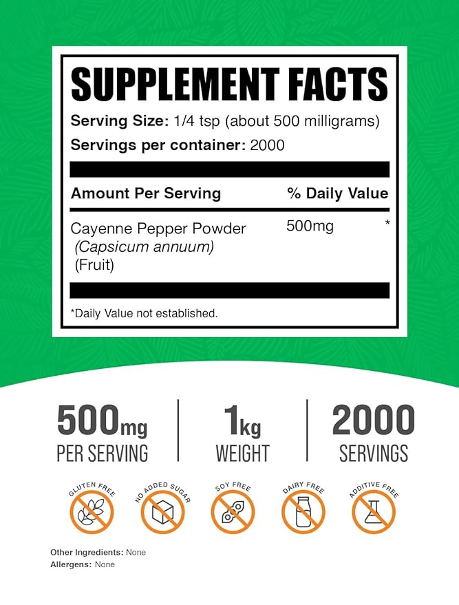 BulkSupplements.com Cayenne Pepper 40000 HU Powder - Capsaicin Supplements, Cayenne Pepper Powder