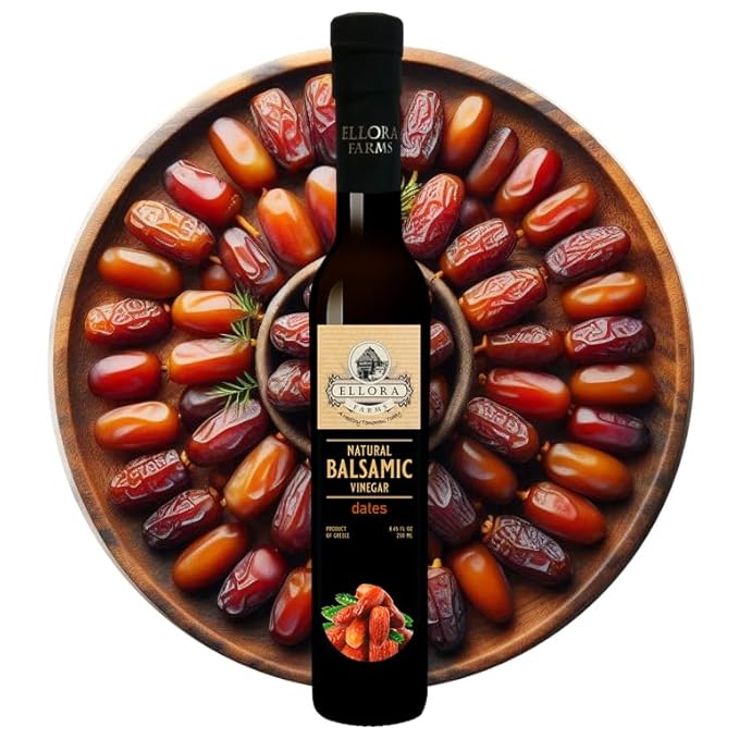 Ellora Farms, Date Balsamic Vinegar, Thick and creamy, Barrel aged, No-added sugar, Award Winning