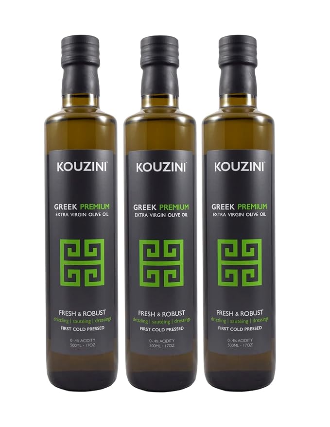 (3 Pack Premium) Kouzini Greek Premium Extra Virgin Olive Oil, Cold Pressed, Single Origin, Rich