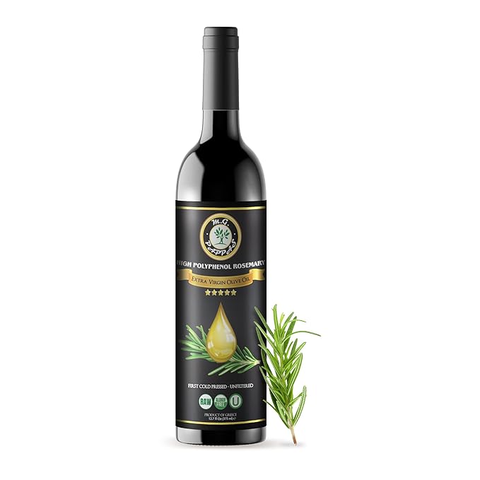 M.G. PAPPAS Rosemary Infused Olive Oil - High Polyphenol Rich Extra Virgin Olive Oil Unfiltered
