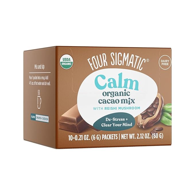 Four Sigmatic Calm Mushroom Cacao Mix | Organic Instant Cacao with Organic Reishi Mushroom Powder |