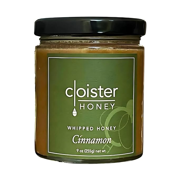 Cloister Honey Whipped Honey - Cinnamon (9 oz) | Hand Crafted | Raw Artisan Honey | 100% Pure, Raw