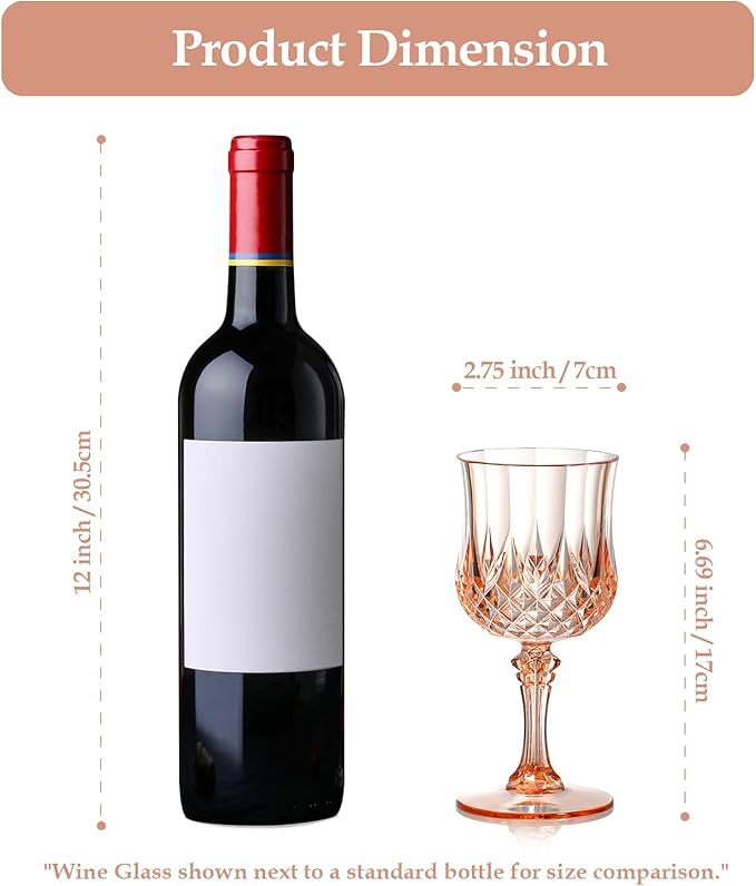 XUWAIDSGN 24 Pcs 7oz Plastic Vintage Wine Glasses Drinking Glasses Unbreakable Wedding Glassware
