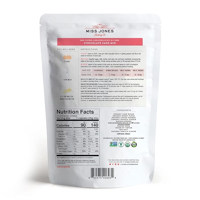Miss Jones Baking Organic Cake and Cupcake Mix, Non-GMO, Vegan-Friendly, Moist and Fluffy: