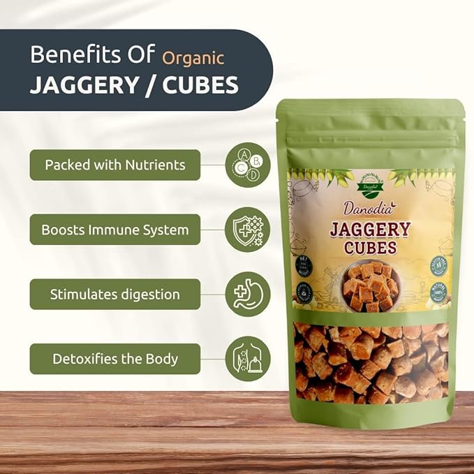Danodia Foods Organic Jaggery Cubes 1 lb (450g), Pure & Natural, No Additives Sweetener, Vegan &