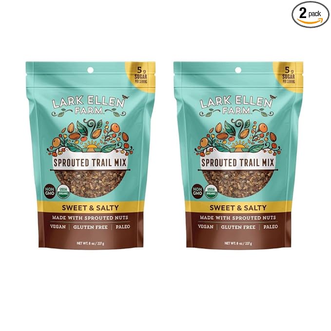 Lark Ellen Farm Sweet and Salty Nut and Seed Trail Mix, Gluten Free Trail Mix Bags, Grain Free