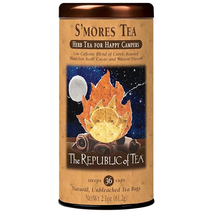 The Republic of Tea ??S?™mores Herbal Chocolate Tea Tin, 36 Low-Caffeine Tea Bags