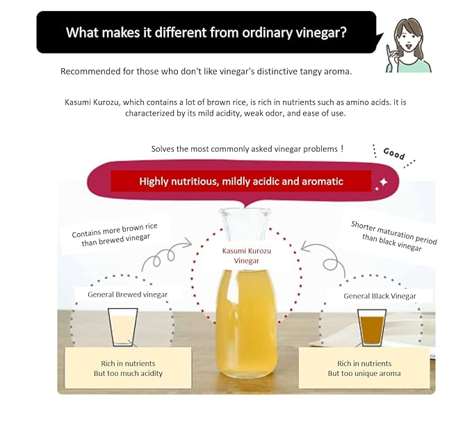 Kasumi Kurozu Vinegar 720ml (24.3oz), mild vinegar for drink & cooking, 100% brown rice, no