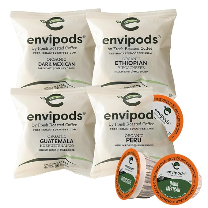 Fresh Roasted Coffee, Organic Mold & Mycotoxin 3rd Party Tested envipods Variety Pack | USDA