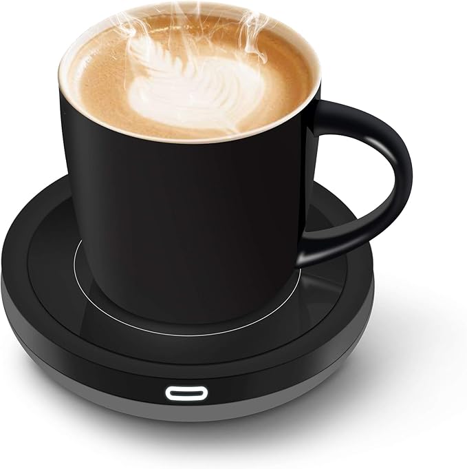 BESTINNKITS Smart Coffee Cup Warmer Set, Auto On/Off Gravity-induction Mug Office Desk Use, Candle