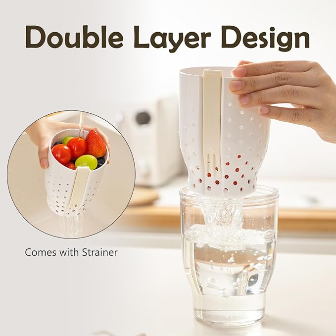 25 Oz Travel Fruit Cups for Car,Fruit Salad Storage Cup with Fork and Lids,Leakproof Reusable Snack