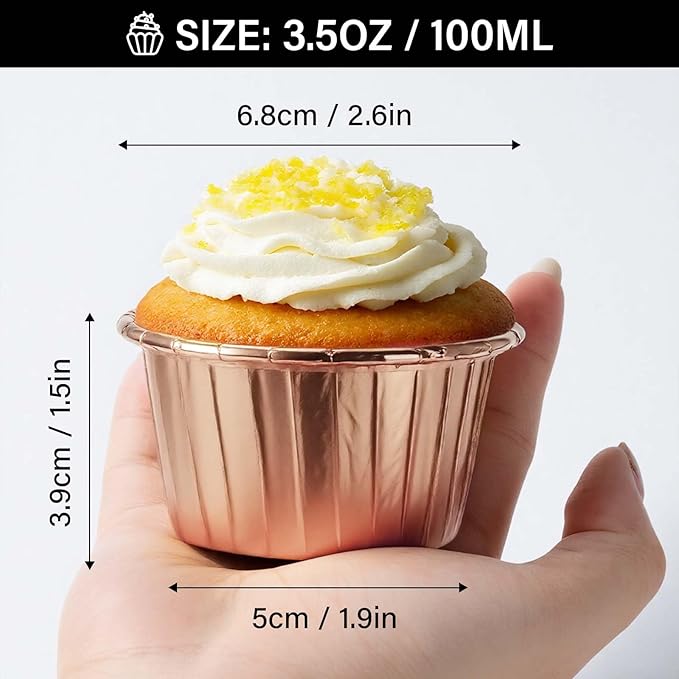 EUSOAR Cupcake Liners, 200pcs 3.5oz Disposable Ramekins Muffin Dessert Containers, Aluminum Foil