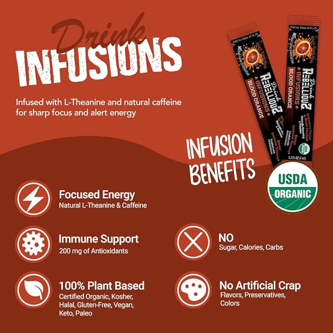 Rebellious Organic Energy Drink Mix Pure Function & Performance Bundle (8 Packs, 10 Counts on Each)