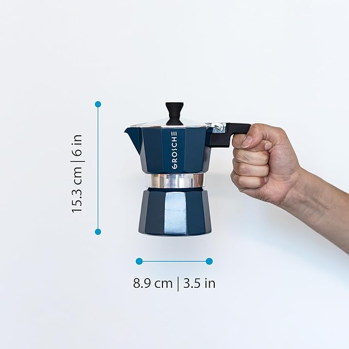 GROSCHE Milano Stovetop Espresso Maker Moka Pot 3 espresso Cup - 5 oz, Blue -Moka Espresso Coffee