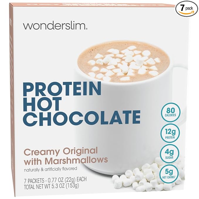 Wonderslim Protein Hot Chocolate with Marshmallows, Hot Cocoa, Low Sugar, Low Carb, Keto Friendly &