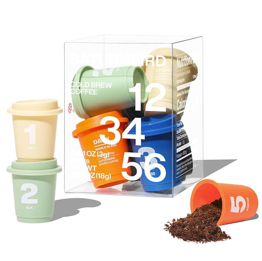 SATURNBIRD Specialty Instant Coffee, 6-Flavor Sample Pack, Instant Cold Brew Iced Coffee