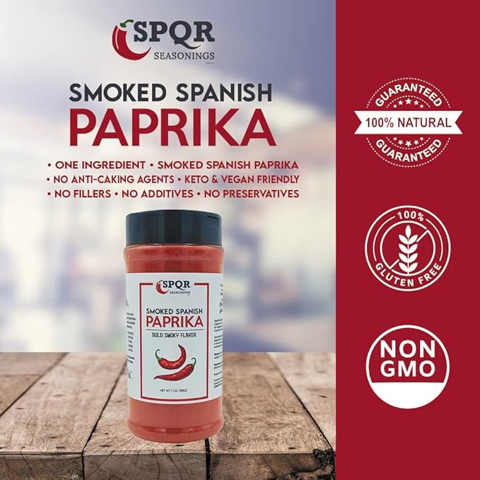 Smoked Paprika XL 7 Ounce Jar Gourmet Restaurant Grade Bold Smoky Spanish Paprika Flavor by SPQR