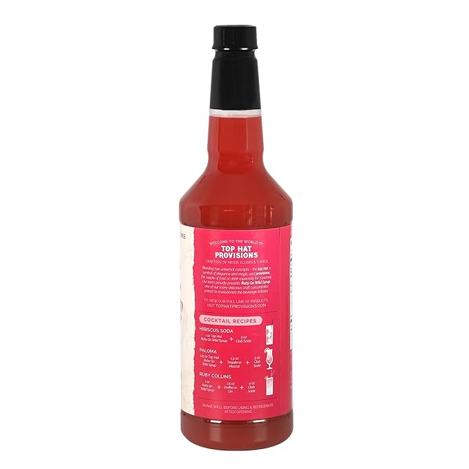 Top Hat Ruby Go Wild - Hibiscus & Grapefruit Flavor - Paloma Drink Mix - Hibiscus Syrup 5x