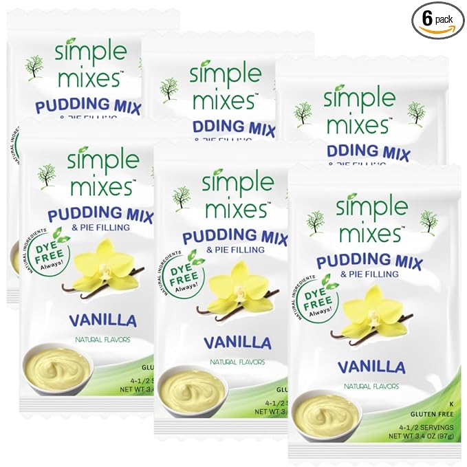 Simple Mixes Natural Instant Pudding & Pie Filling Mix, Healthy Snack, Vanilla, Gluten and Dye