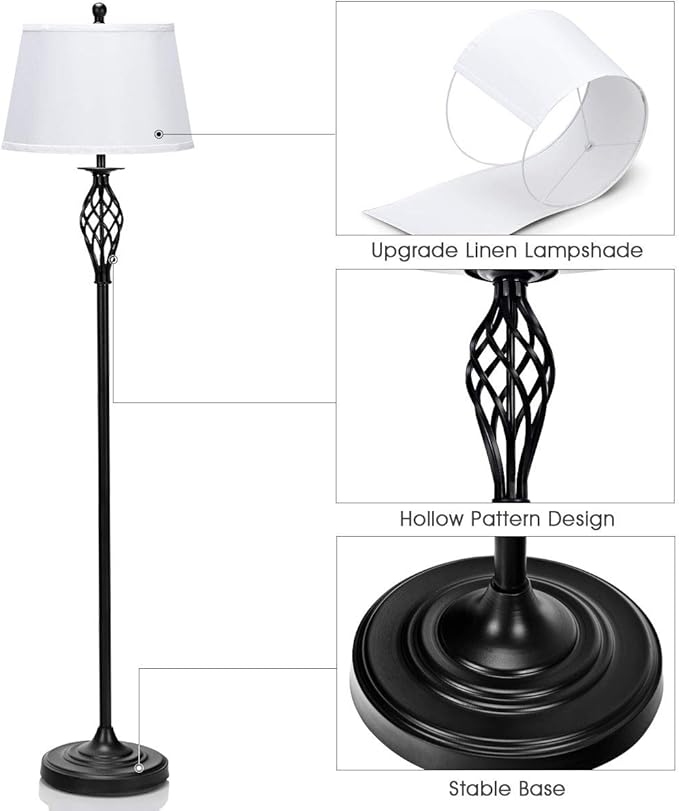 Tangkula Lamp Set 3-Piece Modern Home Living Room Bedroom Antique Bronze Finish Lamps, Floor Lamp