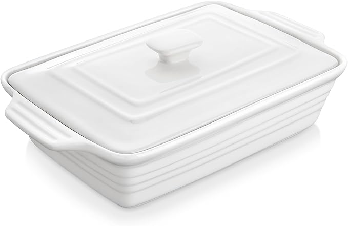 MALACASA 4.4 Quart Baking Dish With Lid, Porcelain Casserole dish with Lid, 13 x 9 Lasagna Pan Deep