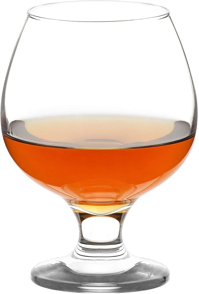 LAV Brandy Snifters Glass Set | Dishwasher Safe, Short Stem Balloon Glasses, Glass Goblets for