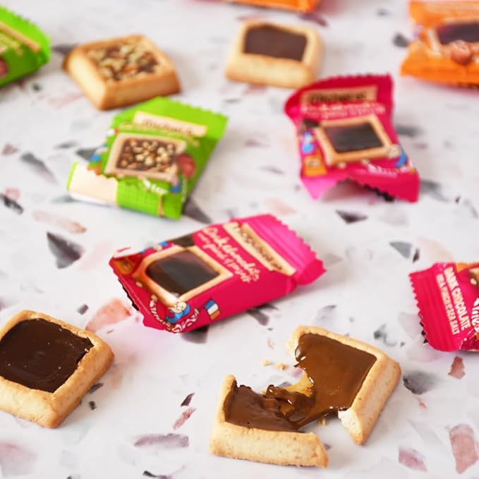 Michel et Augustin Cookies, Individually Wrapped Snacks, Gourmet Milk Chocolate & Hazelnut