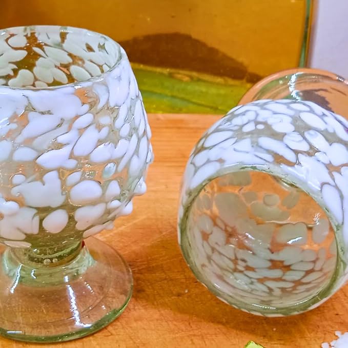 Authentic Mexican Tequila Hand Blown Shot Glasses - Set of 4-2 oz - Mini Glass Snifters - Heavy