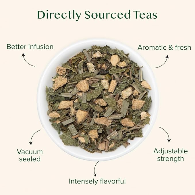 VAHDAM, Ginger Mint Green Tea Loose Leaf (50+ Cups, 3.5oz) Blend Of Ginger Tea & Mint Tea | Pure