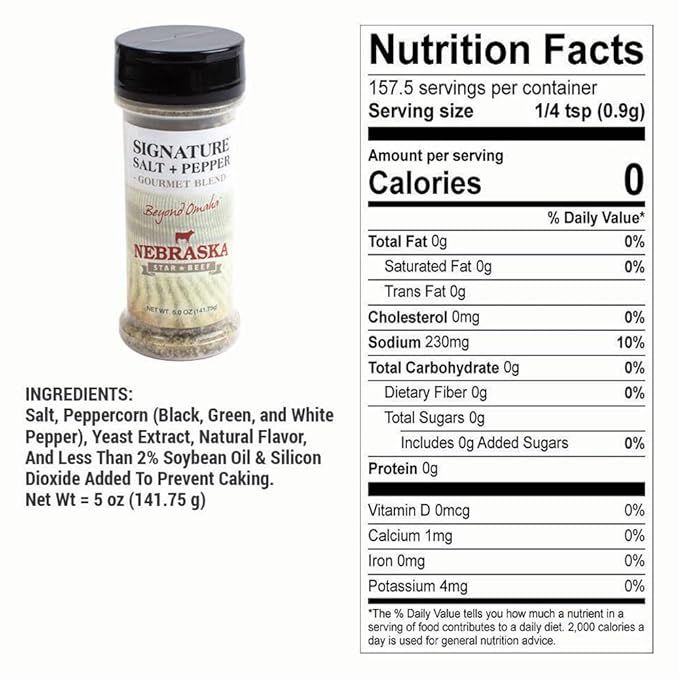 Nebraska Star Beef Salt + Pepper Seasoning, 5 oz - Perfect for Steak and Beef Dishes