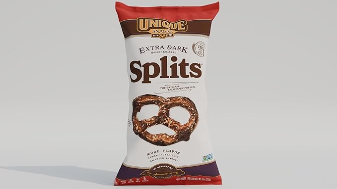 Unique Snacks Extra Dark Splits Pretzels, Original Split-Open Pretzels, Delicious Homestyle Baked