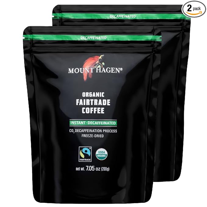 Mount Hagen 7.05oz Organic Freeze Dried Instant Decaf Coffee - 2 Pack | Organic Medium Roast