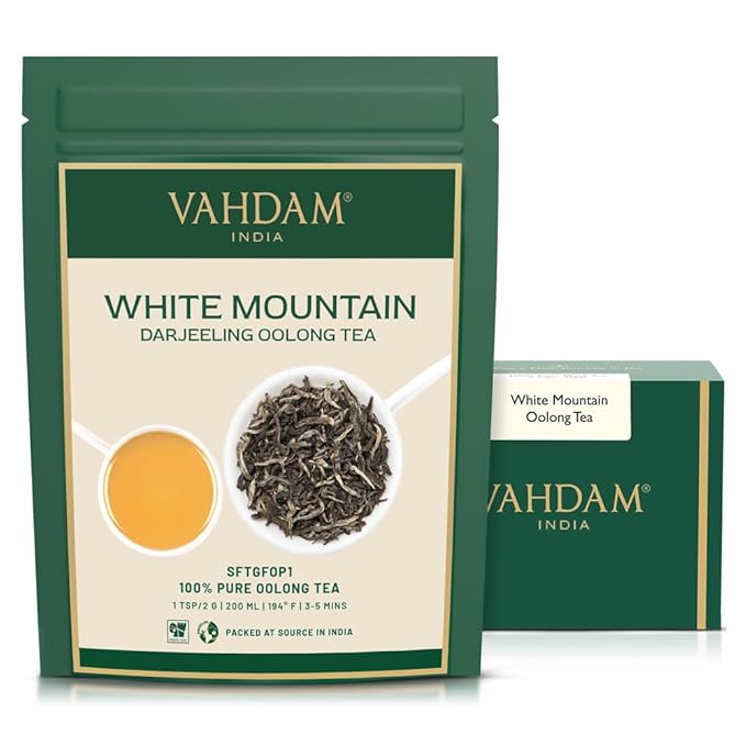 VAHDAM White Mountain Oolong Tea Loose Leaf (25 Cups/1.76oz) Pure Oolong Tea Leaves | High