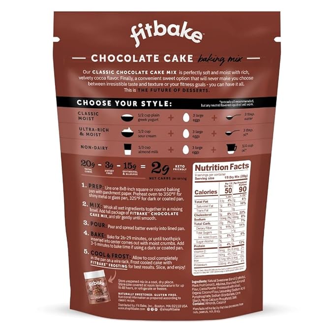 FitBake Chocolate Cake Baking Mix | 2g Net Carbs | Keto Friendly Low Carb Food | No Added Sugar